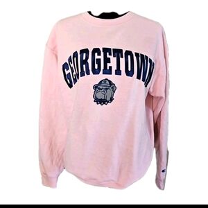 Champion Womens Pink Georgetown Hoyas Crew Neck Sweatshirt M